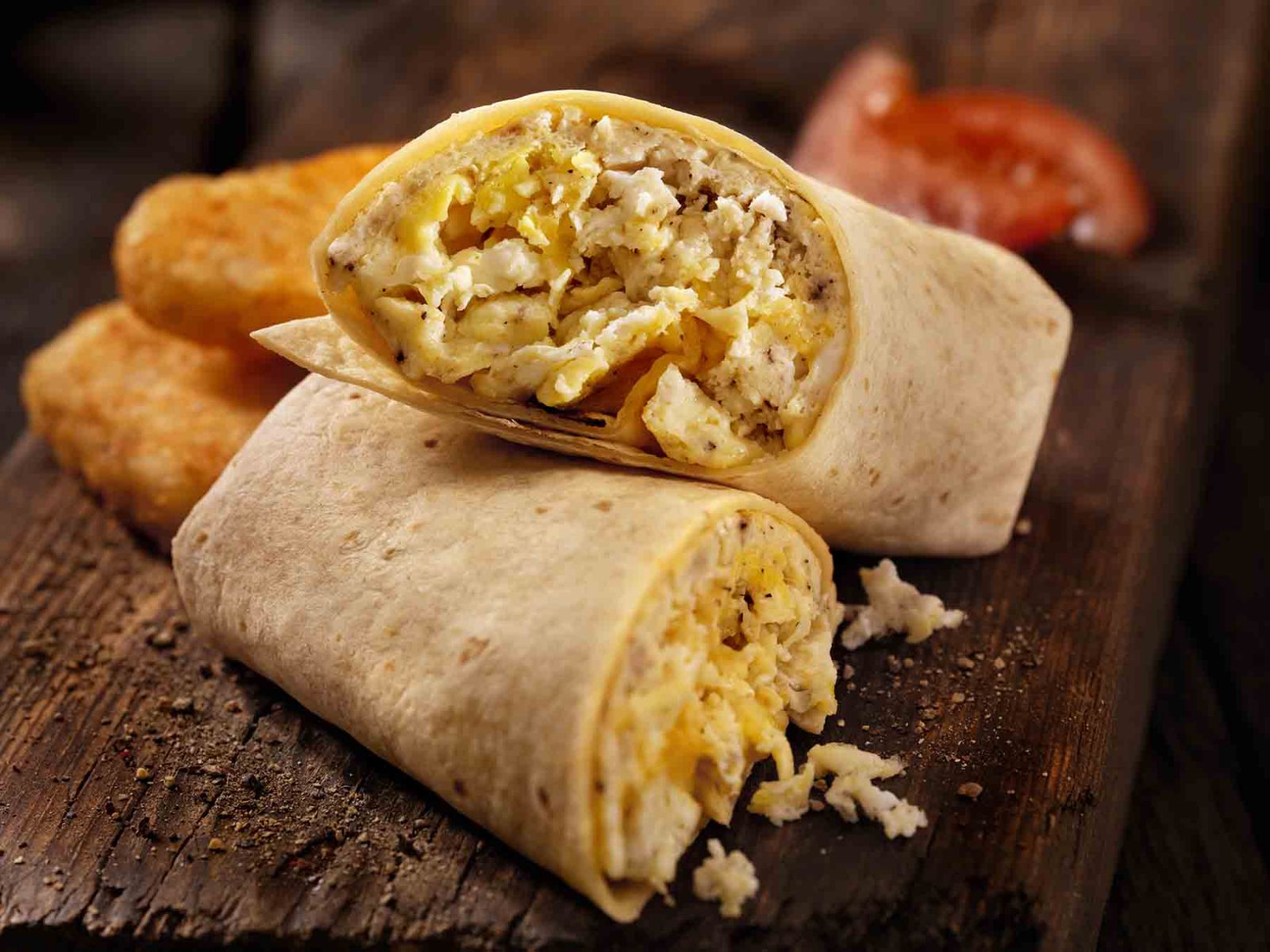 Breakfast wrap with eggs and cheese