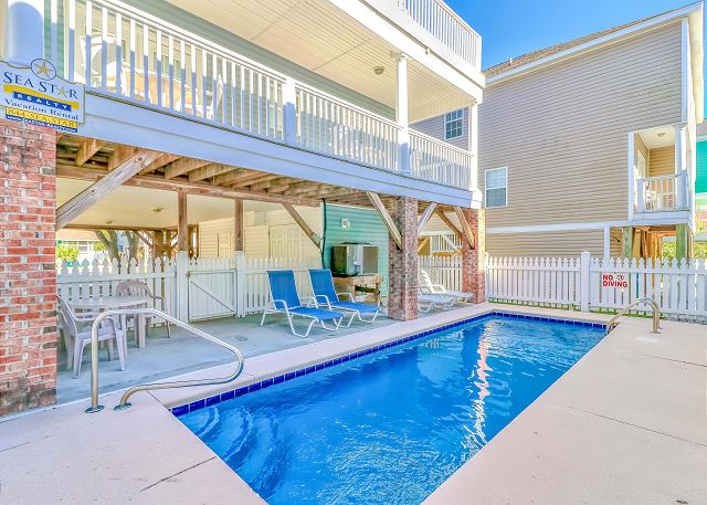 Private swimming pool at a Surfside Beach vacation rental home