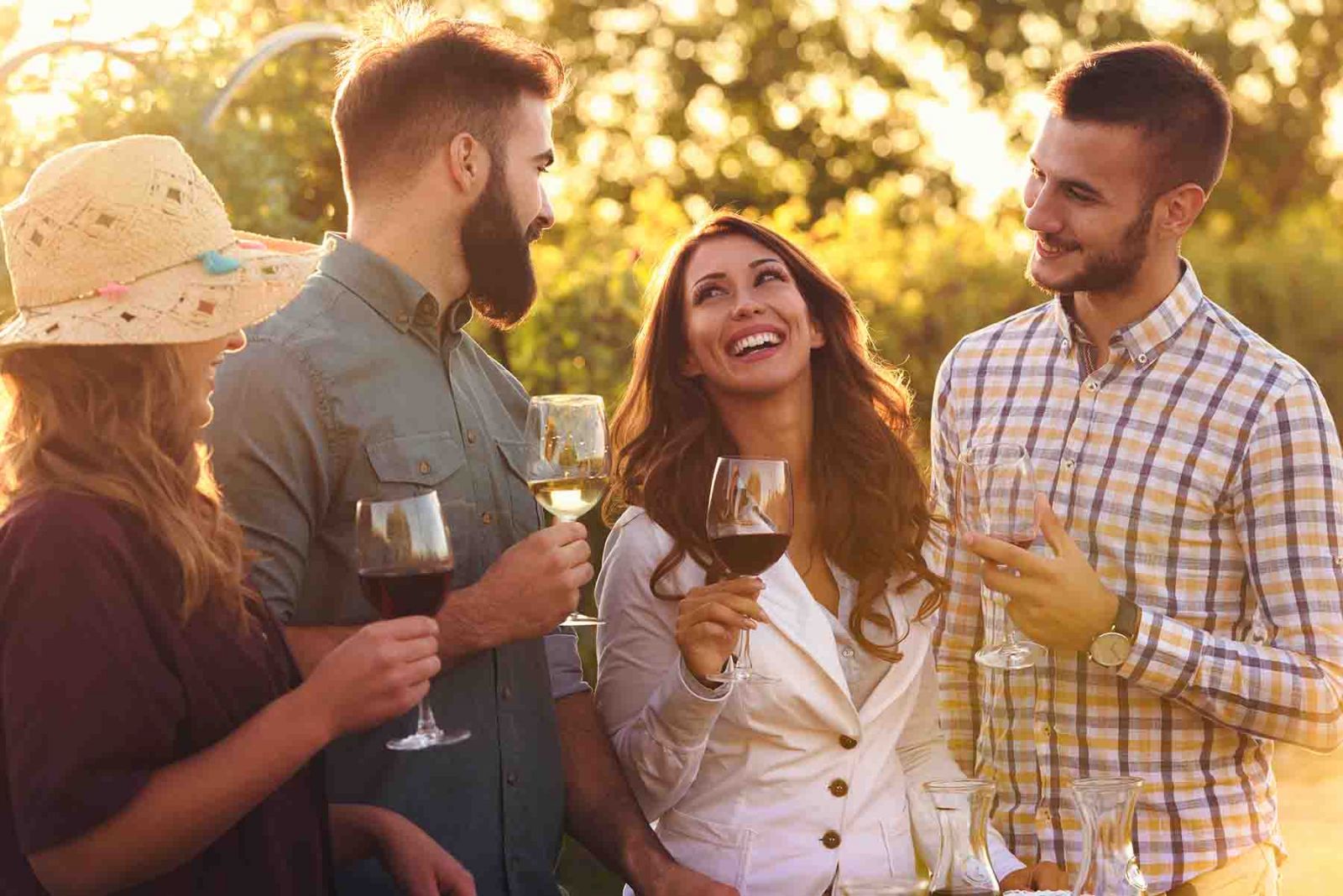 Friends enjoying wine together at a wine festival