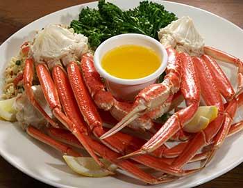 Big plate of steamed crab legs